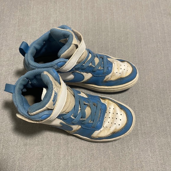 Nike Court Borough Mid 2 TD Blue White Kids High Top Sneakers Size 1Y Carolina - Picture 2 of 8